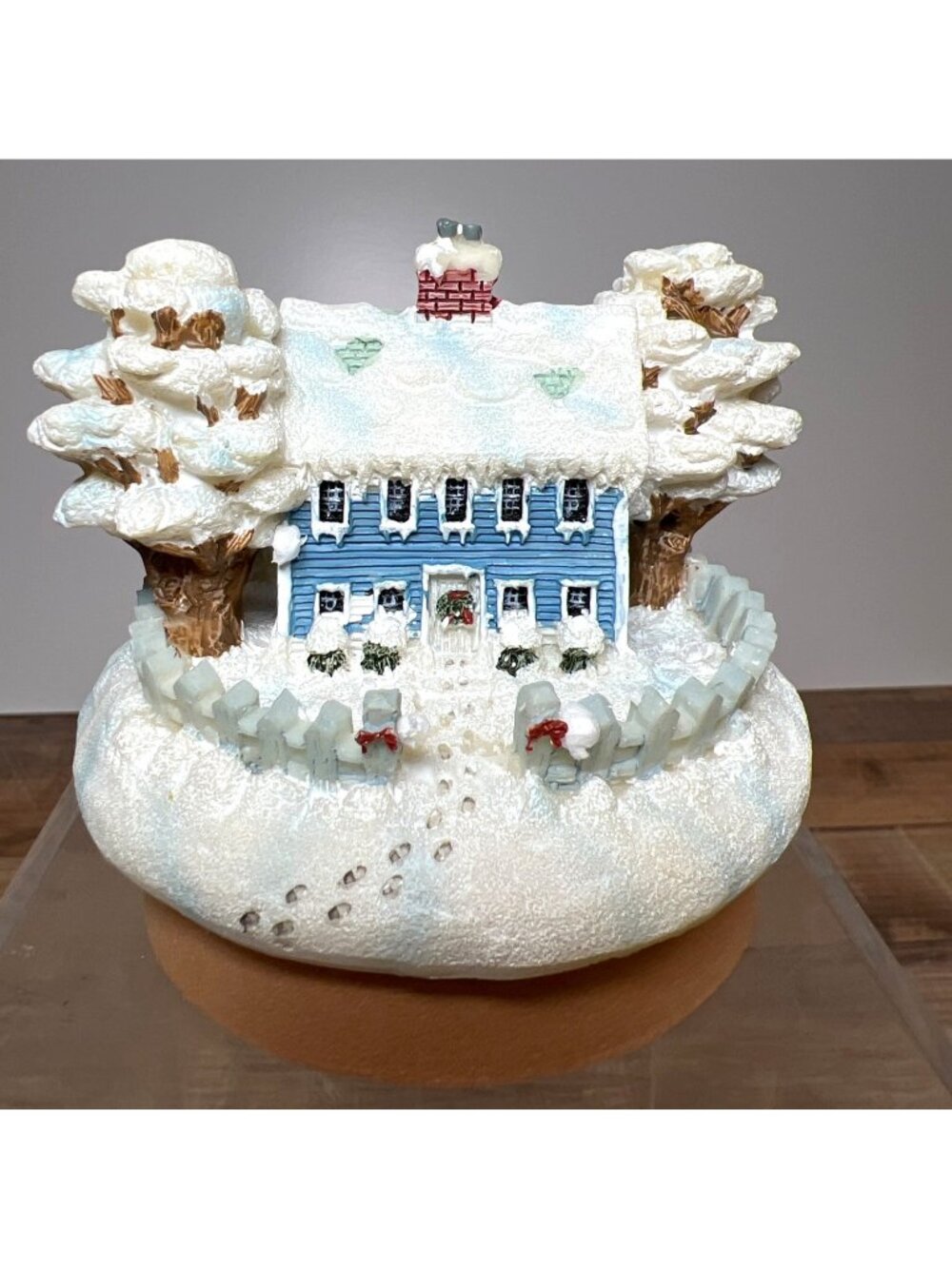 Our America Winter Home Candle Topper Miniature Snow Scene Christmas Decoration